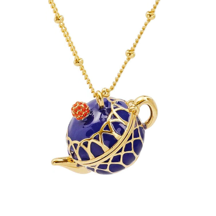 Enamel Diamond Teapot and Teacup Necklace-Evani Naomi Jewelry