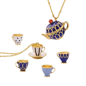 Enamel Diamond Teapot and Teacup Necklace-Evani Naomi Jewelry
