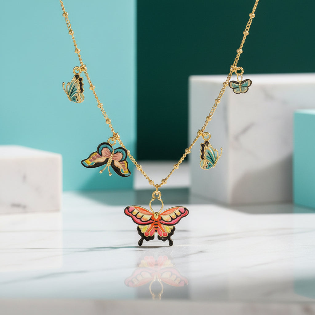Enamel Mystical Butterfly Necklace-Evani Jewelry