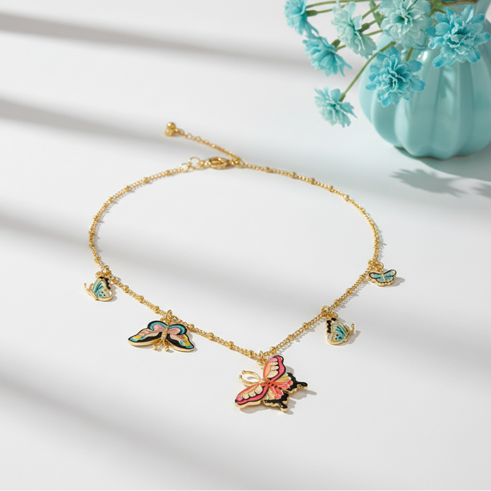 Enamel Mystical Butterfly Necklace-Evani Jewelry