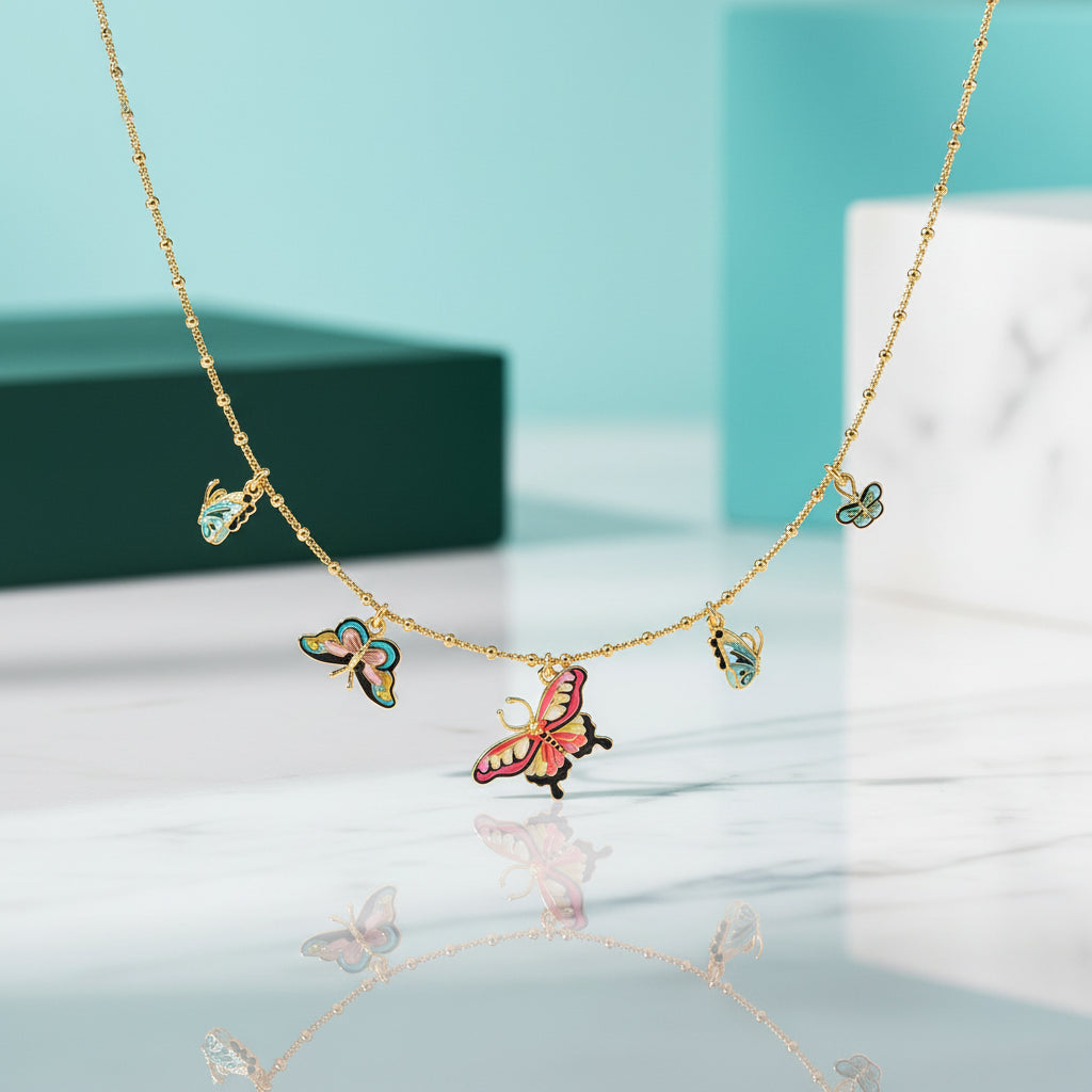 Enamel Mystical Butterfly Necklace-Evani Jewelry