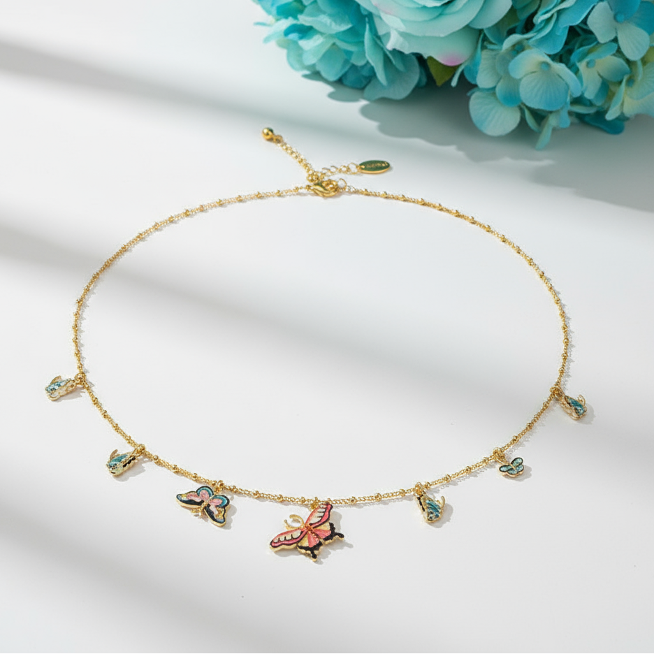 Enamel Mystical Butterfly Necklace-Evani Jewelry