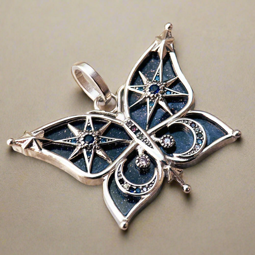 Endlessly Diamond Dreamy Blue Butterfly Pendant-Evani Naomi Jewelry