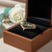 Eternal Love- Kite Shape Moss Agate Wedding Ring