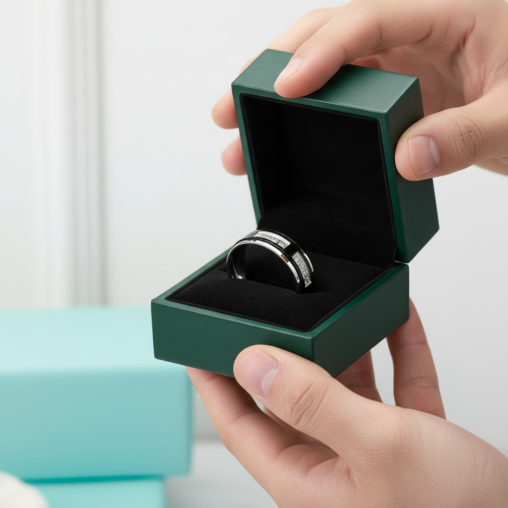 Eternity Diamond Option Unisex Titanium Wedding Band