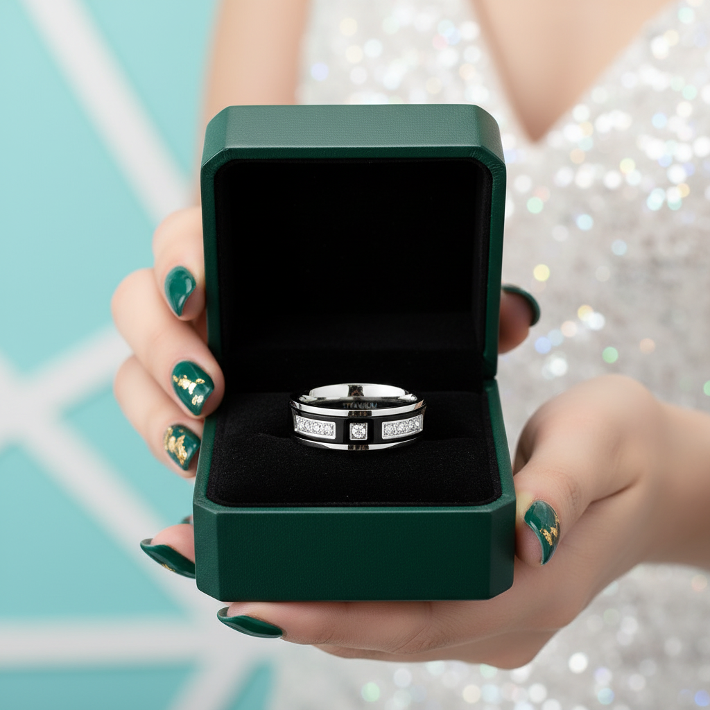 Eternity Diamond Option Unisex Titanium Wedding Band