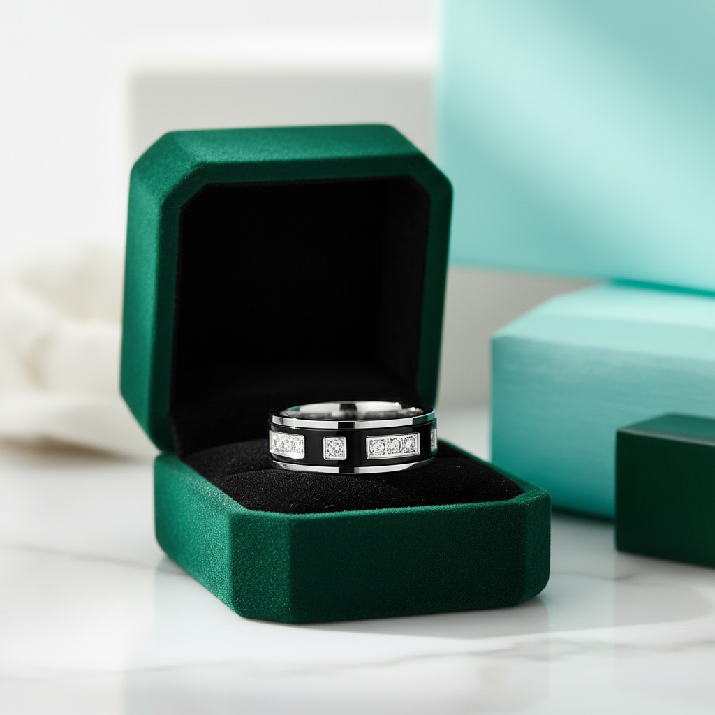 Eternity Diamond Option Unisex Titanium Wedding Band - Evani Naomi Jewelry