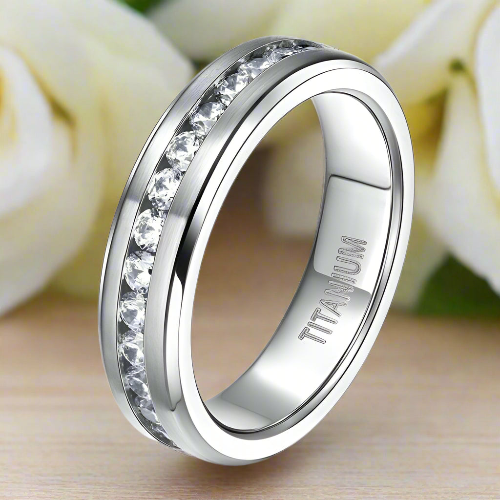 Eternity EVN Diamond Alternative Titanium Men's Wedding Band-Evani Naomi Jewelry