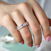 Eternity Emerald Cut Diamond Rose Gold Wedding Band-Evani Naomi Jewelry