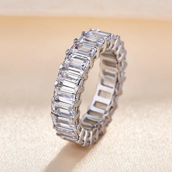 Eternity Emerald Cut Diamond Rose Gold Wedding Band-Evani Naomi Jewelry