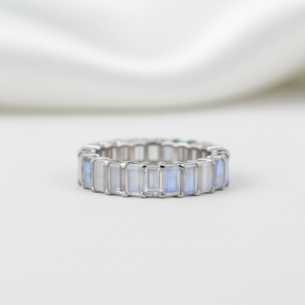 Eternity Emerald Cut Diamond Option Rose Gold Wedding Band - Evani Naomi Jewelry