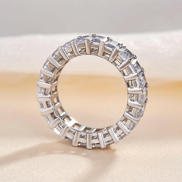 Eternity Emerald Cut Diamond Rose Gold Wedding Band-Evani Naomi Jewelry