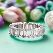 Eternity Emerald Cut Diamond Rose Gold Wedding Band-Evani Naomi Jewelry
