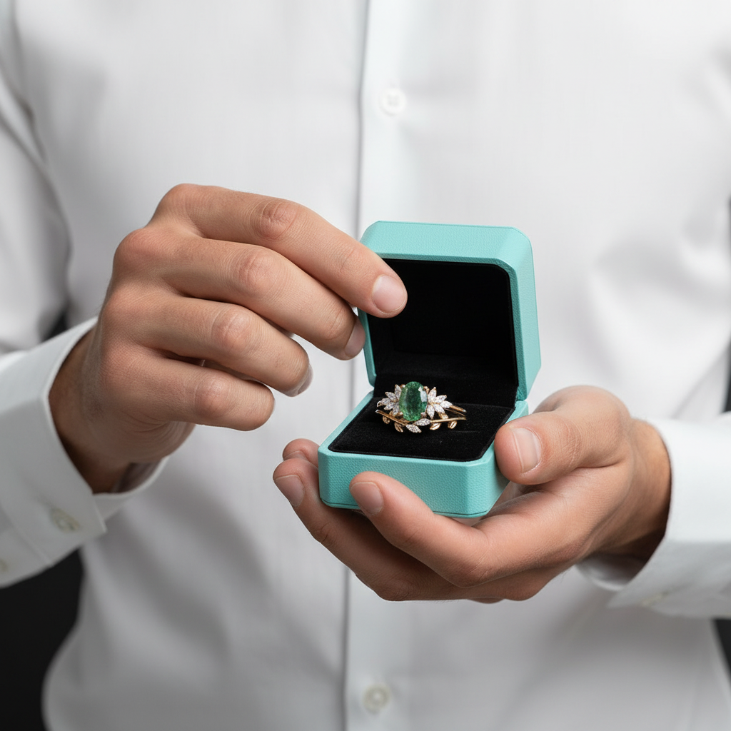 Tale of Two Souls- Oval Cut Moss Agate Ring Engagement Ring