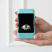 Tale of Two Souls- Oval Cut Moss Agate Ring Engagement Ring