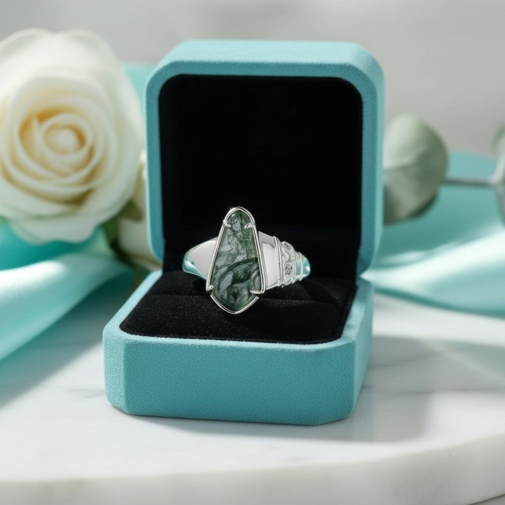 Ring of Solace- Natural Unique Moss Agate Rings - Evani Naomi Jewelry