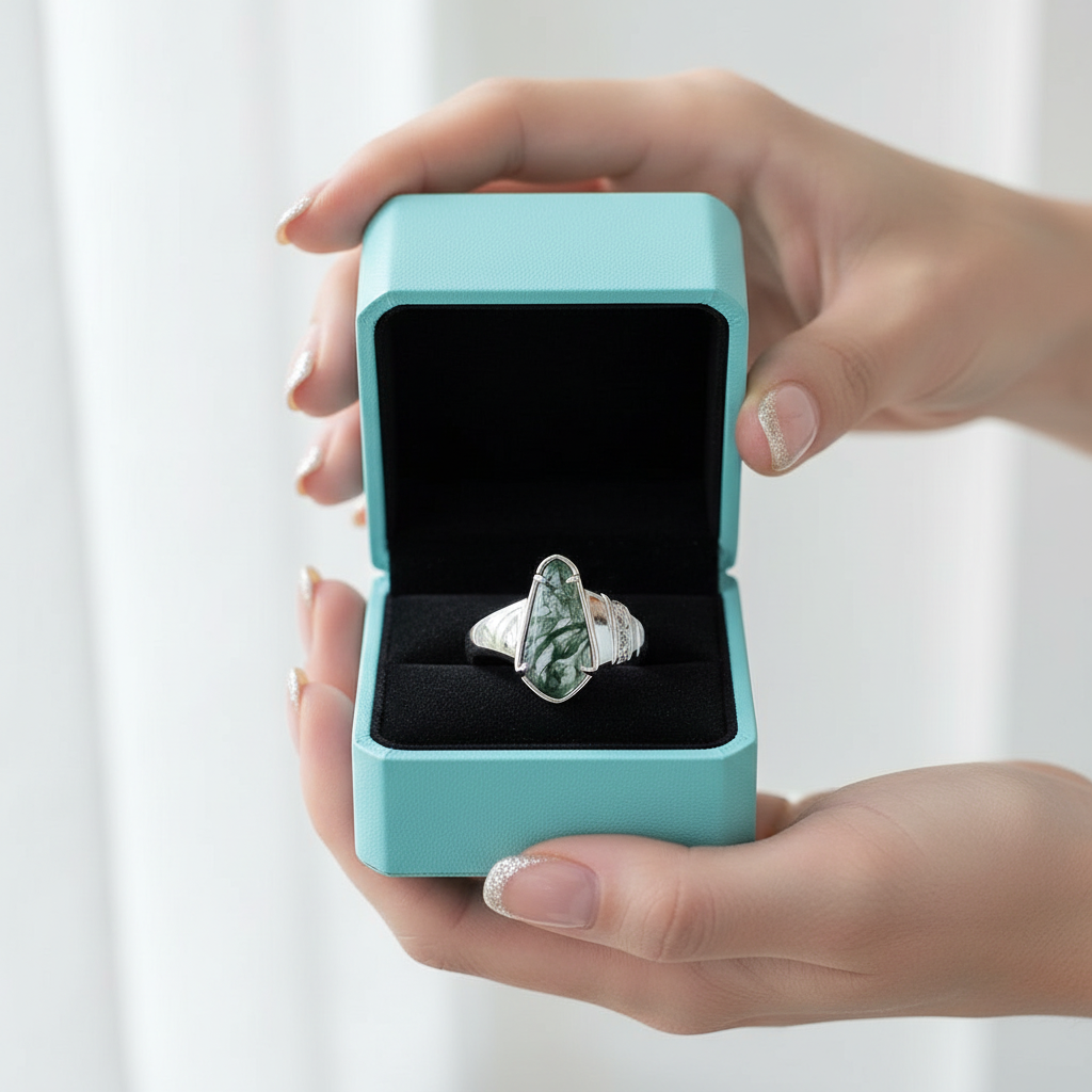 Ring of Solace- Natural Unique Moss Agate Rings