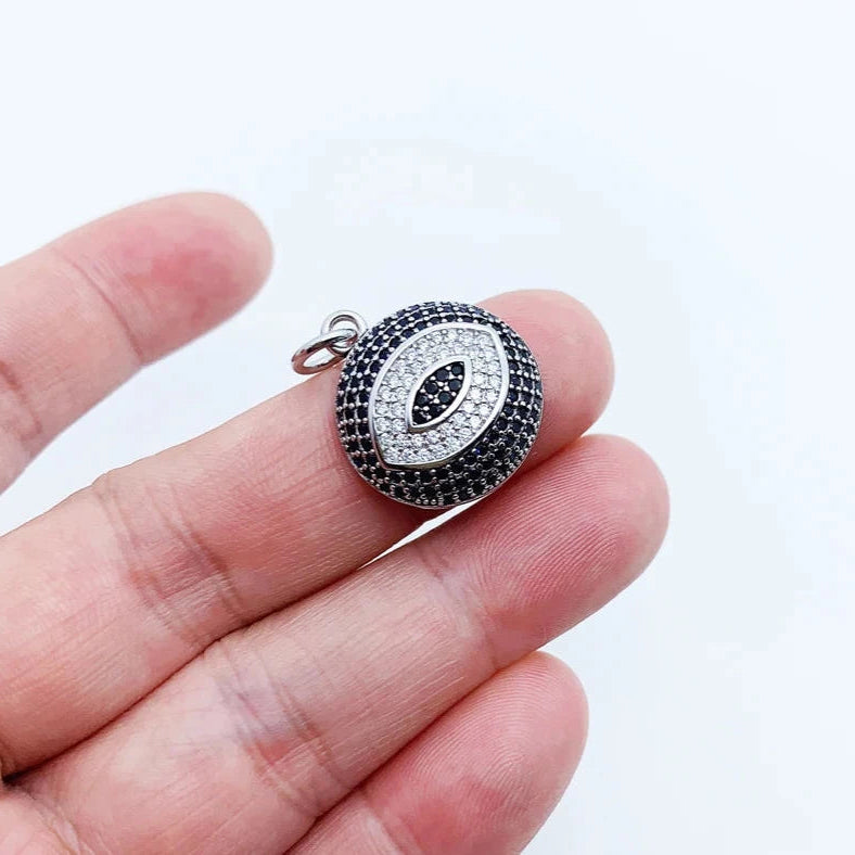 Evil Eye Diamond Round Pendant-Evani Naomi Jewelry