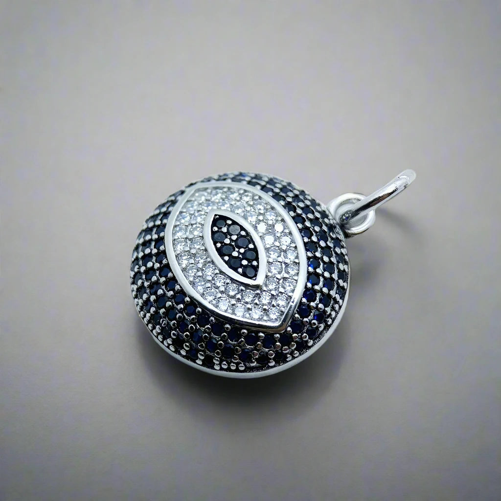 Evil Eye Diamond Round Pendant-Evani Naomi Jewelry