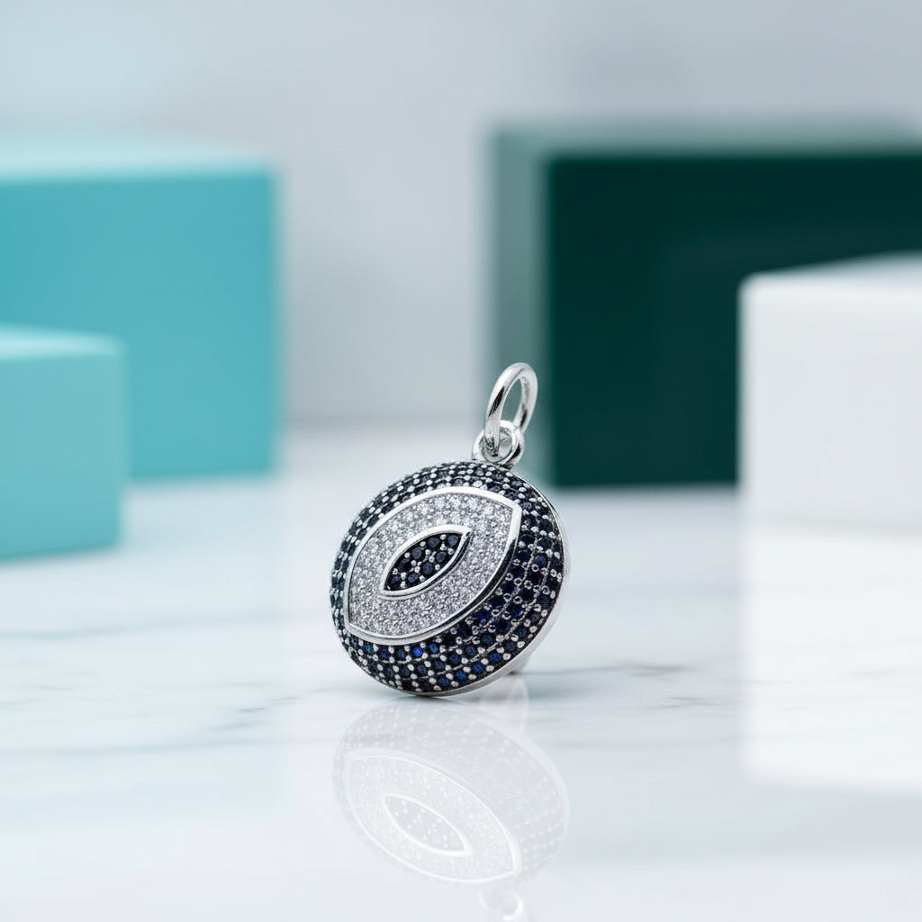 Evil Eye Diamond Round Pendant-Evani Jewelry