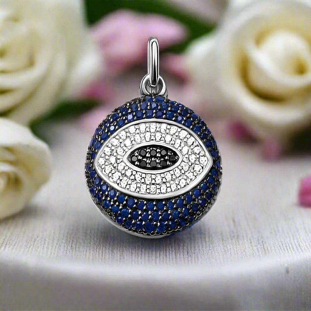 Evil Eye Diamond Round Pendant-Evani Naomi Jewelry