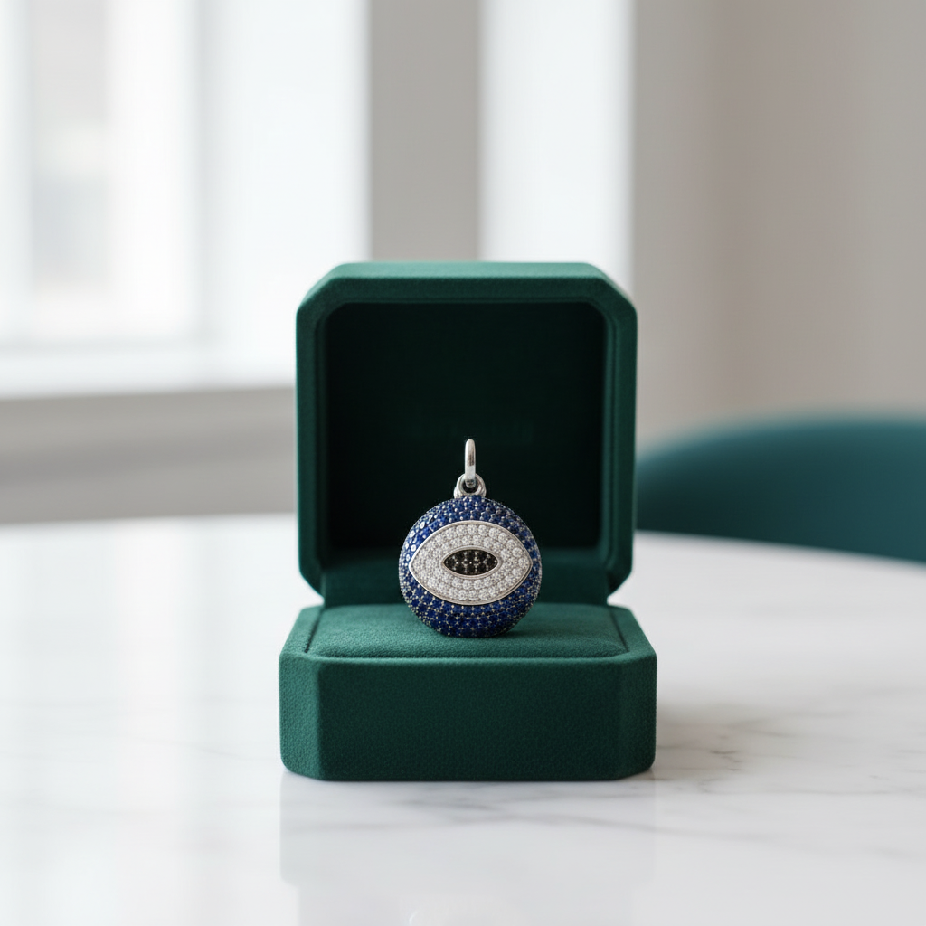 Evil Eye Diamond Option Round Pendant - Evani Naomi Jewelry