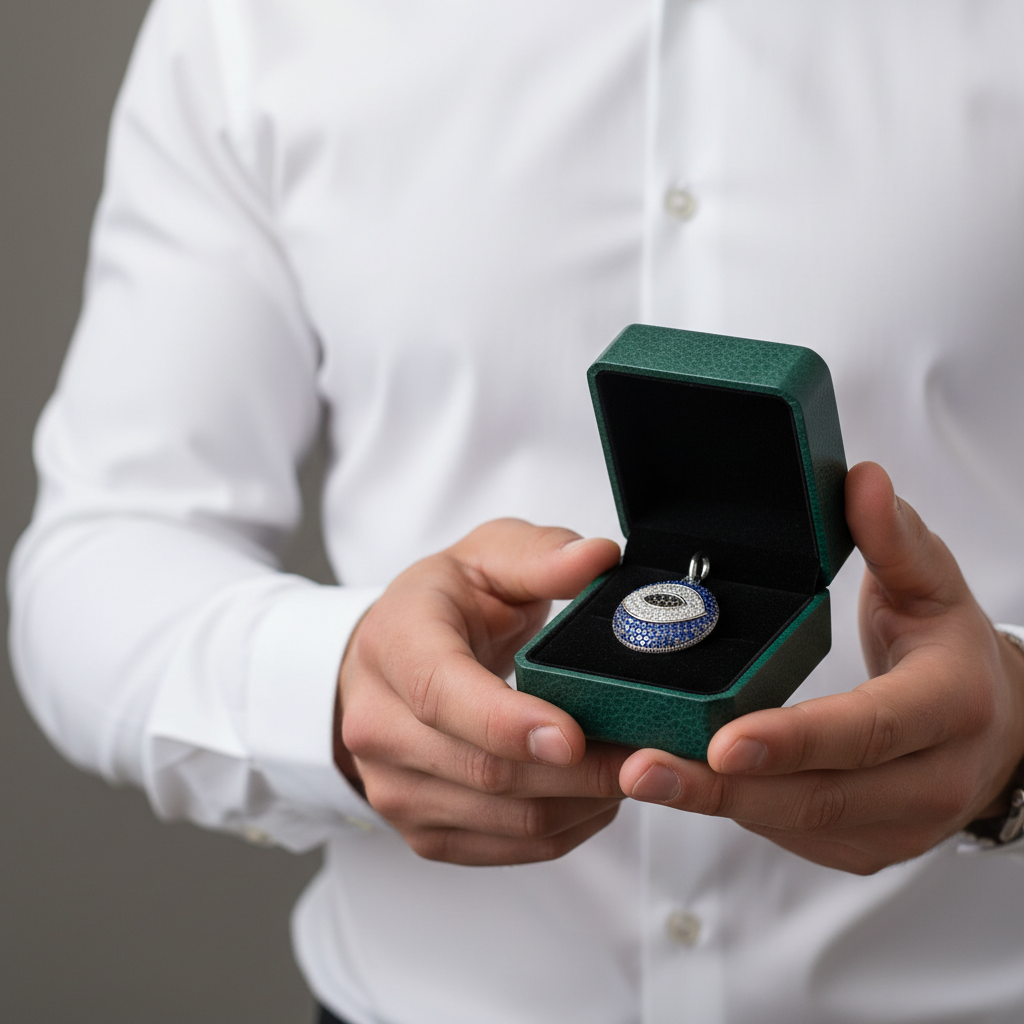 Evil Eye Diamond Option Round Pendant