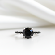 Exclusive Round Cut Black Diamond Option White Gold Engagement Ring - Evani Naomi Jewelry