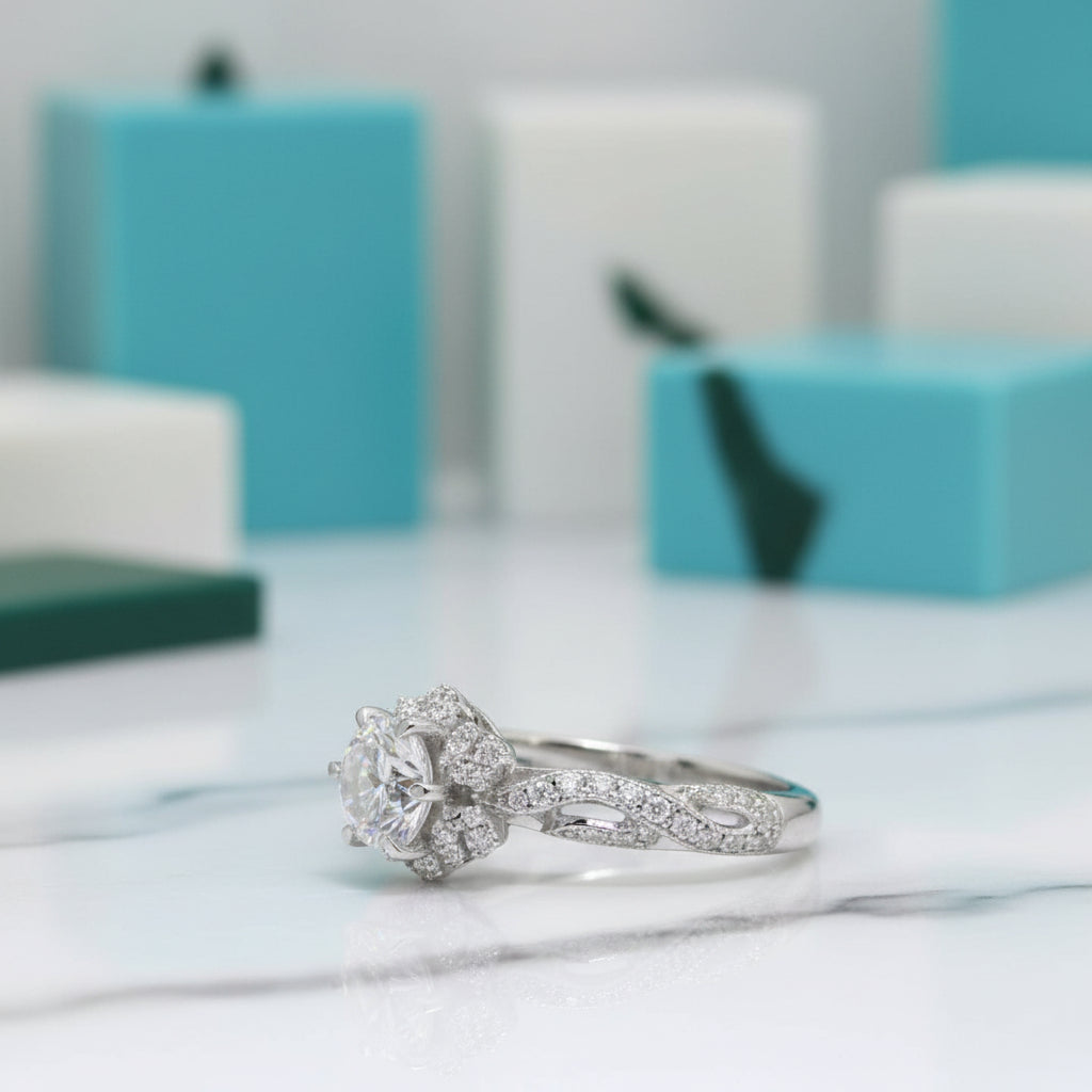 Exquisite 14K White Gold 1.0 Ct Diamond Engagement Ring-Evani Jewelry