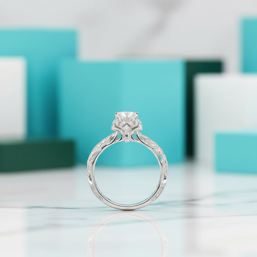 Exquisite 14K White Gold 1.0 Ct Diamond Engagement Ring-Evani Jewelry