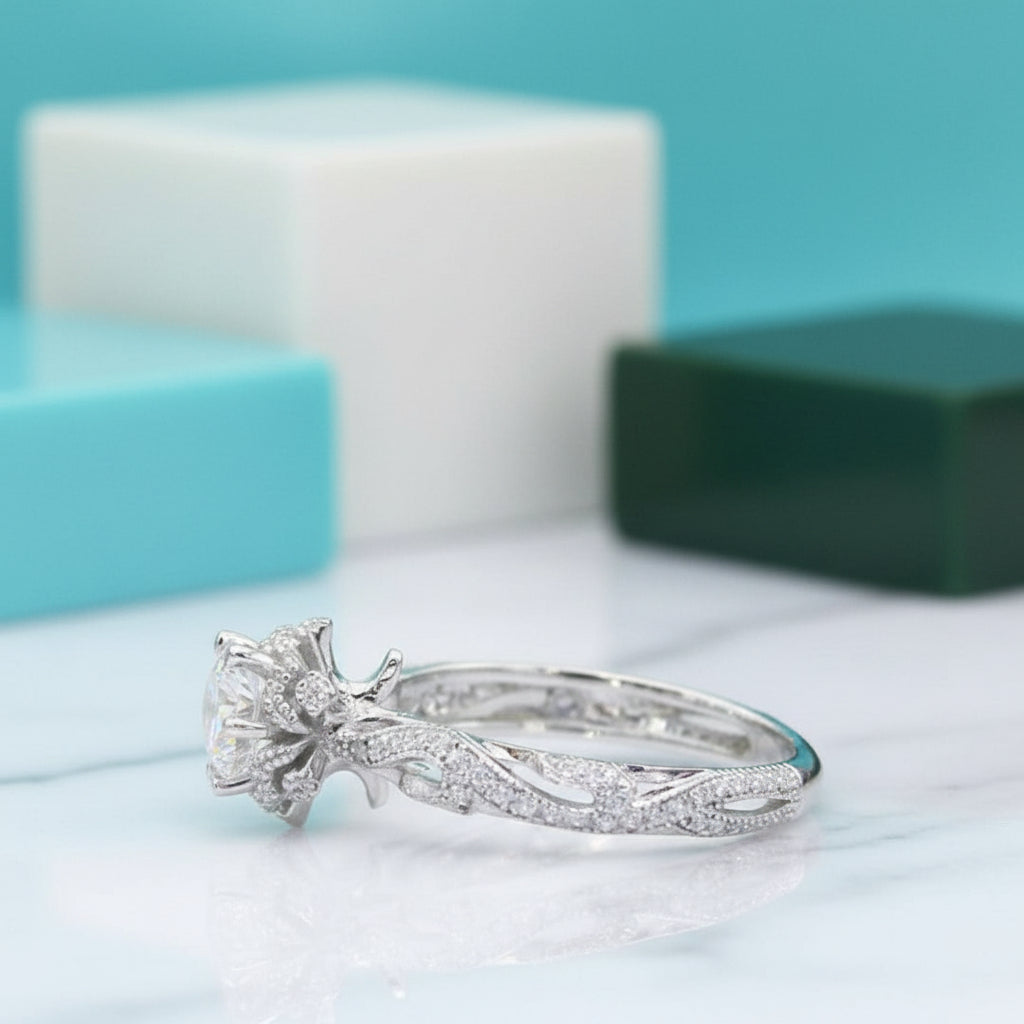 Exquisite 14K White Gold 1.0 Ct Diamond Engagement Ring-Evani Jewelry