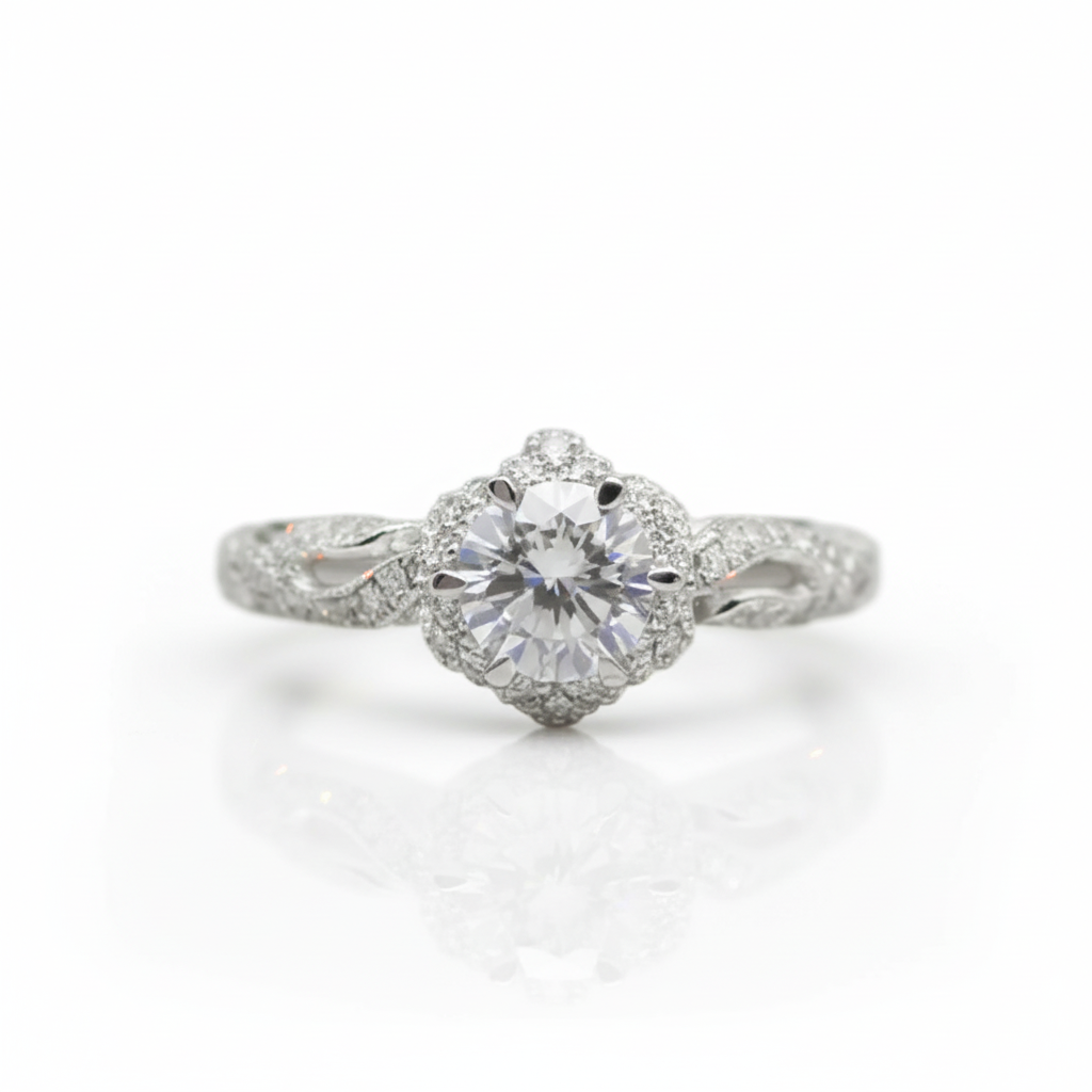 Exquisite 14K White Gold 1.0 Ct Diamond OptionEngagement Ring - Evani Naomi Jewelry