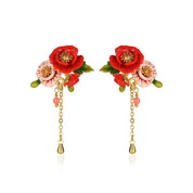 Exquisite Enamel Red Flower Elegant Earrings-Evani Naomi Jewelry