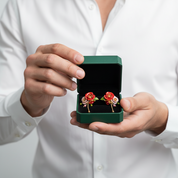 Exquisite Enamel Red Flower Elegant Earrings