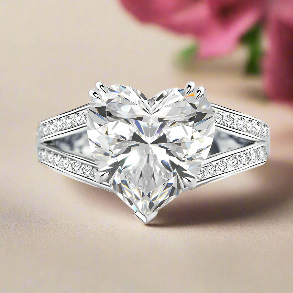 Exquisite Heart Cut 5.0 Carat Diamond Engagement Ring-Evani Naomi Jewelry