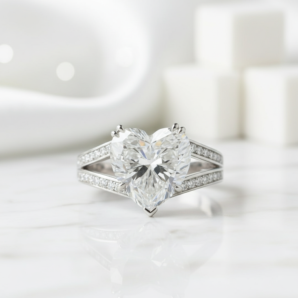 Exquisite Heart Cut 5.0 Carat Diamond Engagement Ring-Evani Jewelry