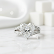 Exquisite Heart Cut 5.0 Carat Diamond Engagement Ring-Evani Jewelry