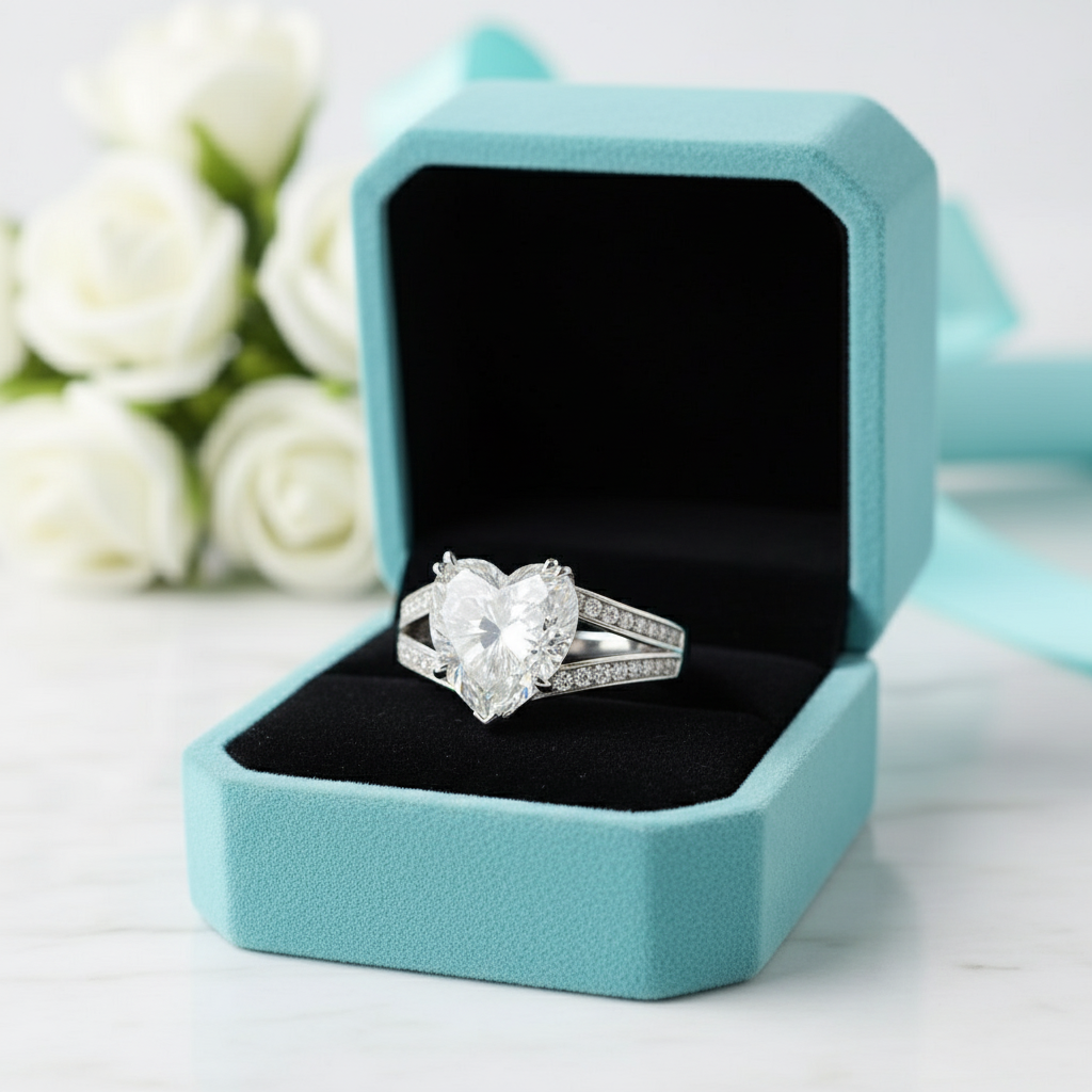 Exquisite Heart Cut 5.0 Carat Diamond Engagement Ring-Evani Jewelry