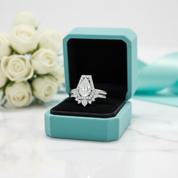 Faithfulness Gothic Wedding Rings in 14k Gold 1ct Black Pear Cut Diamond Birthstone-Evani Jewelry