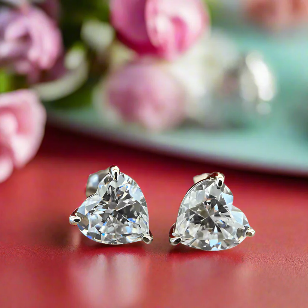 Flash Sale- 2.7 ct Heart-cut Diamond Stud Earrings-Evani Naomi Jewelry