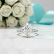 Flash Sale- Pear Cut 4 ct Diamond Engagement Ring