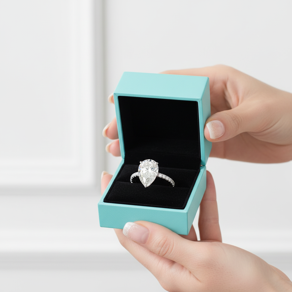 Flash Sale- Pear Cut 4 ct Diamond Engagement Ring