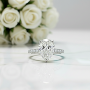 Flash Sale- Pear Cut 4 ct Diamond Engagement Ring