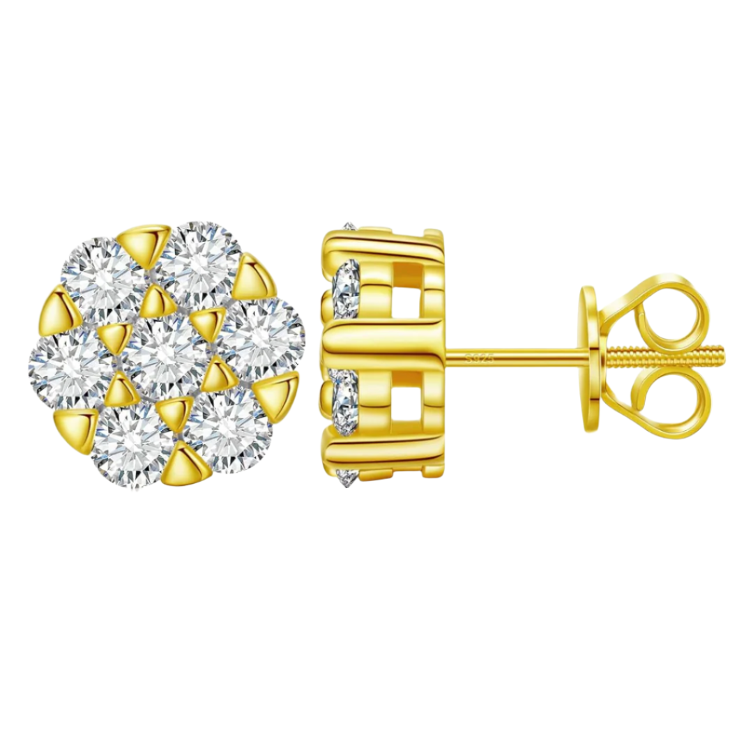 Flower Shaped Diamond Stud Earrings-Evani Naomi Jewelry
