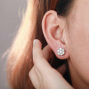 Flower Shaped Diamond Stud Earrings-Evani Naomi Jewelry