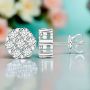 Flower Shaped Diamond Stud Earrings-Evani Naomi Jewelry