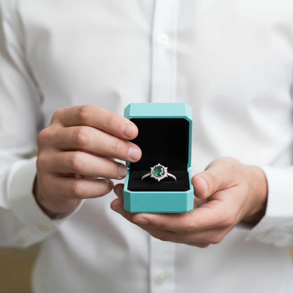 Forest Heart- Hexagon Cut Natural Moss Agate Ring-Evani Jewelry