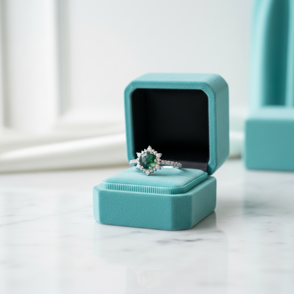 Forest Heart- Hexagon Cut Natural Moss Agate Ring-Evani Jewelry