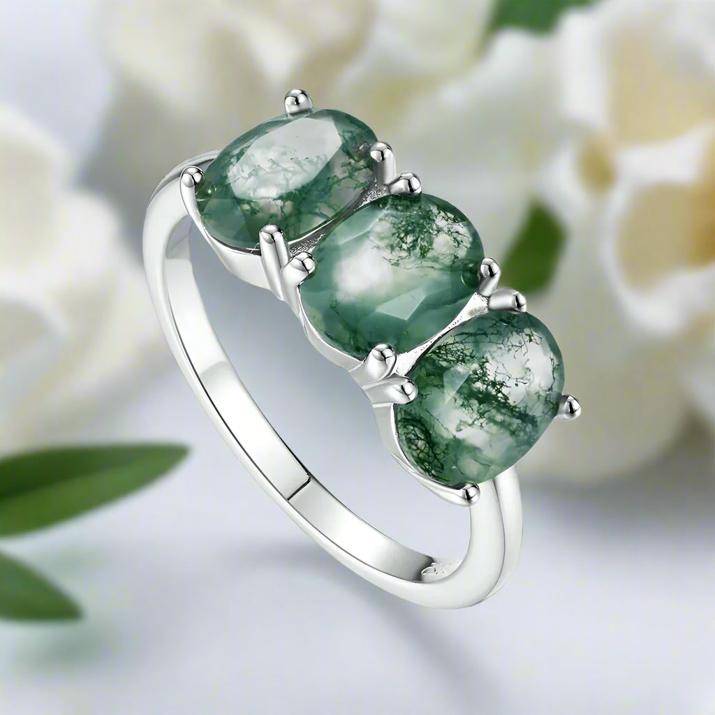 Forest Whispers- Moss Agate Promise Ring-Evani Naomi Jewelry
