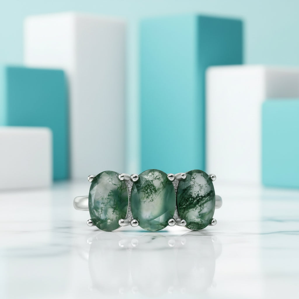 Forest Whispers- Moss Agate Promise Ring-Evani Jewelry